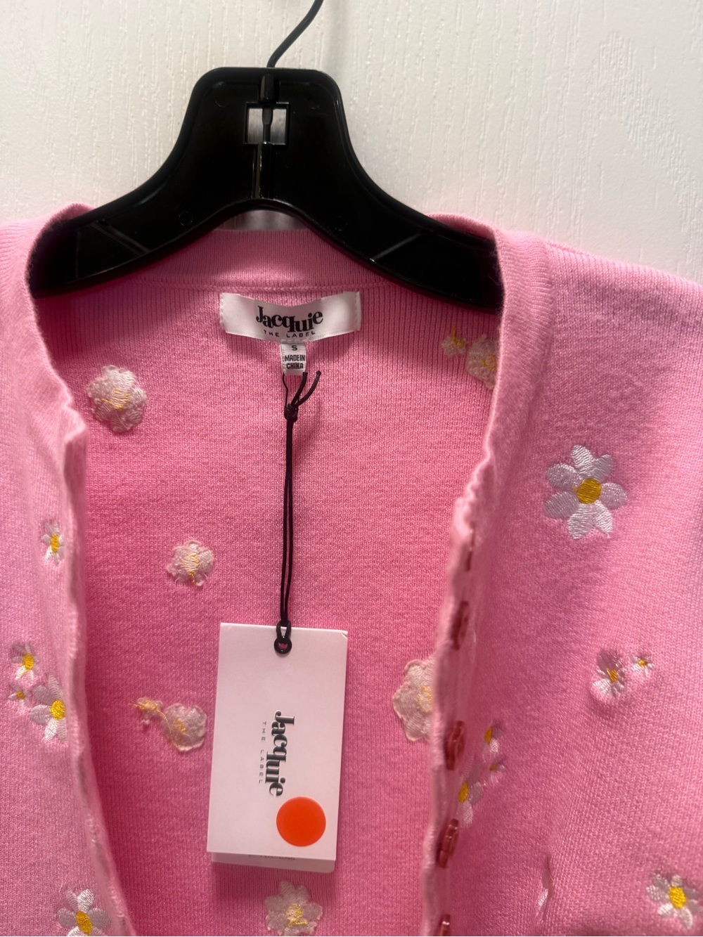 Jacquie the label Women’s Pink Daisy Knit Cardigan Sweater size S NWT - Picture 3 of 5